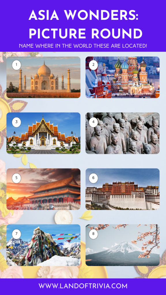 LOT Asia Trivia Questions - Picture Round